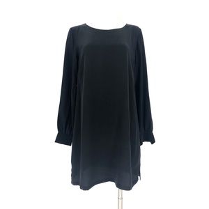 LEO & SAGE black silk shift dress long sleeves m